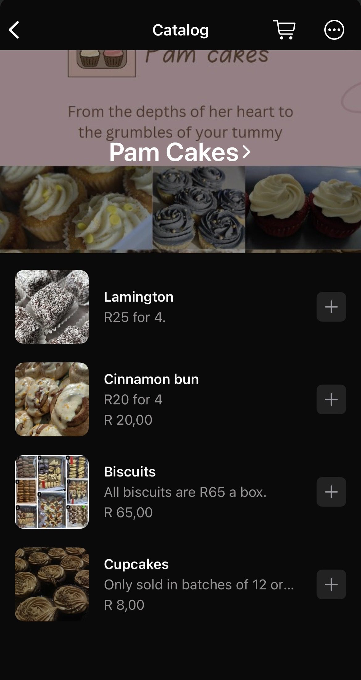 Pam Cakes-WhatApp Business Profile Catalog